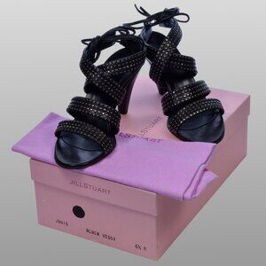 Jill Stuart Janis Studded Sandals Black Leather Strappy 6.5 NIB Italy